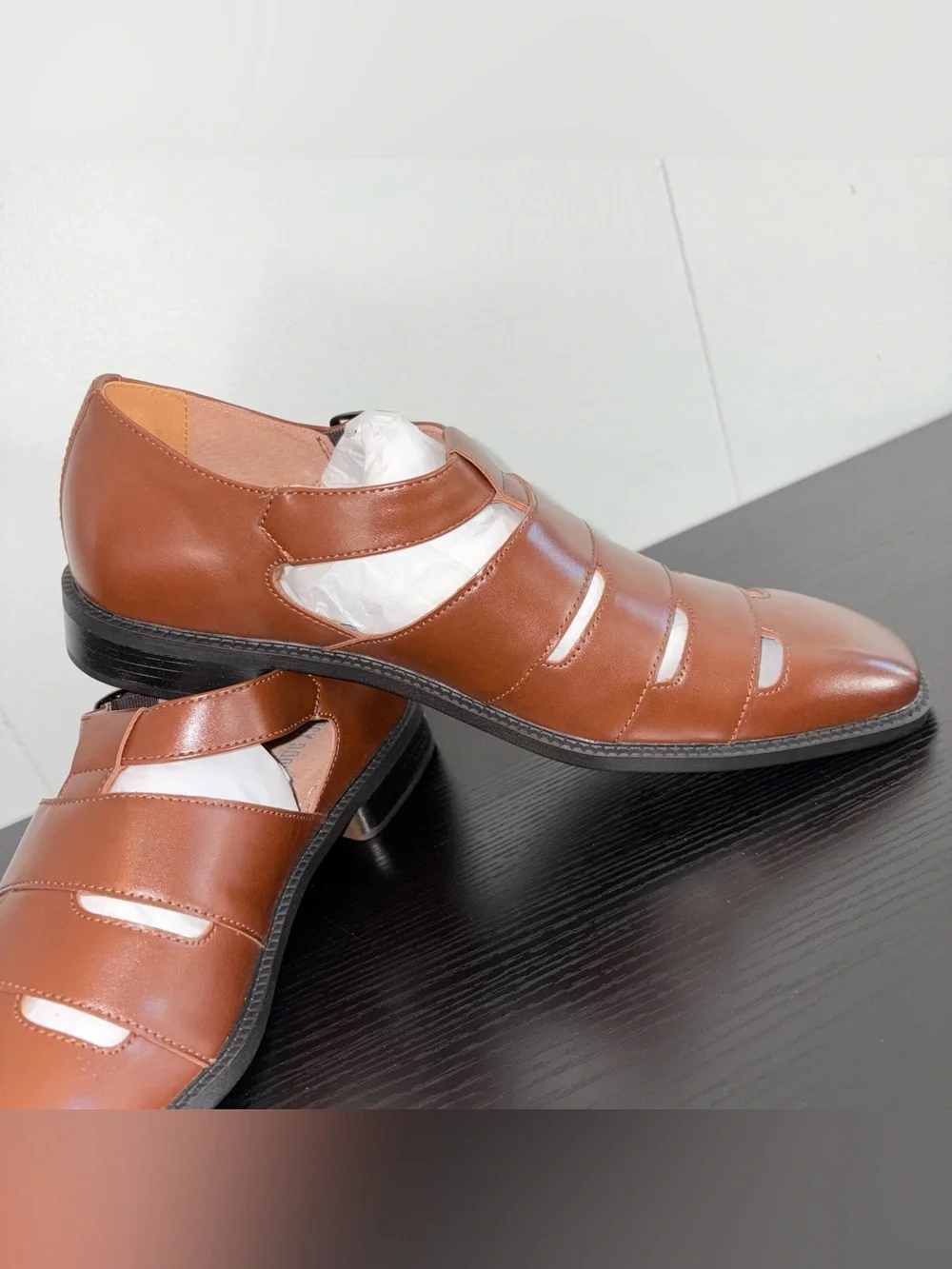 Stacy Adams Calderon Closed Toe Fisherman Sandals Cognac Size 9M New In Box